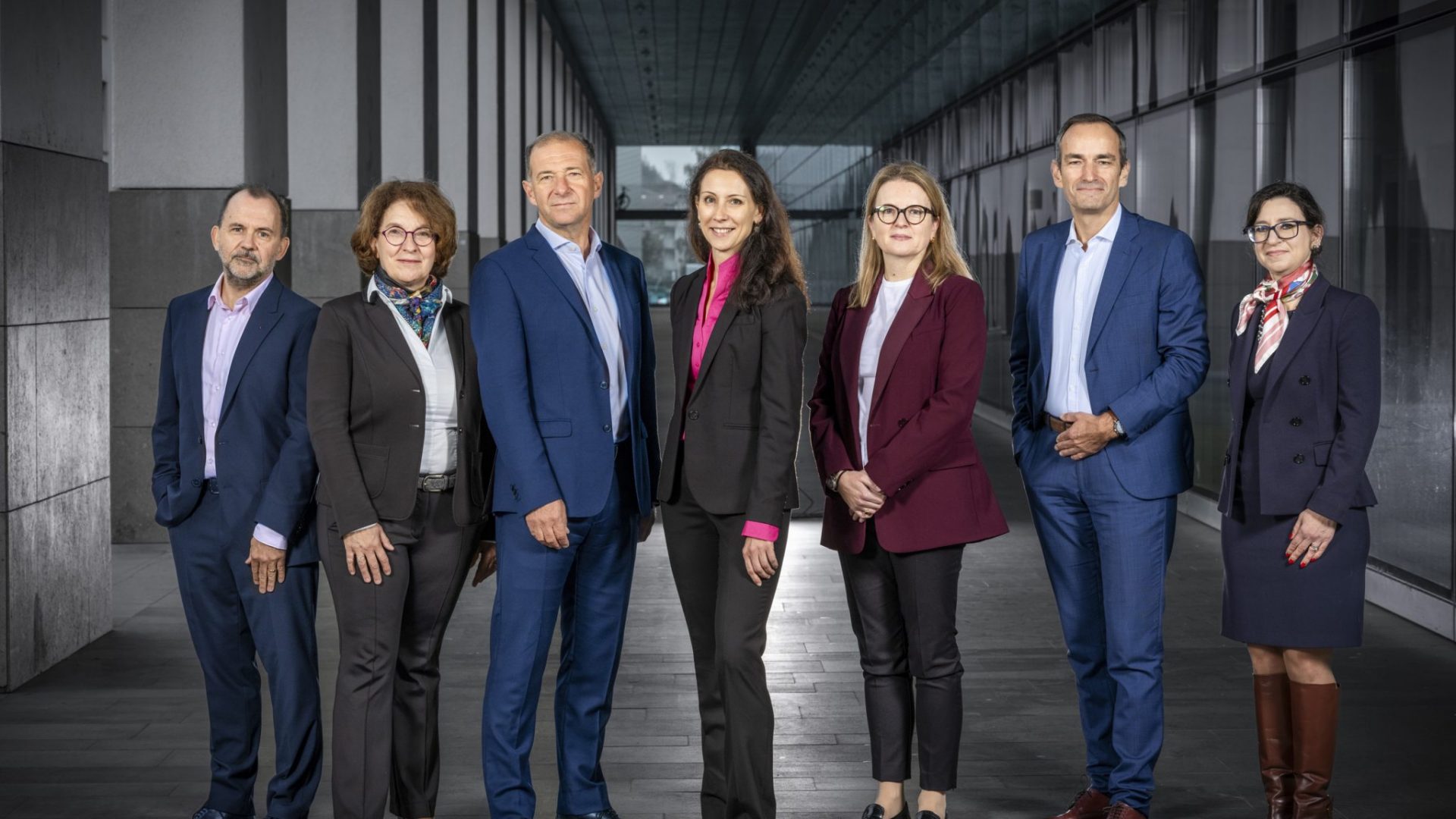 Photo de la direction de l'EPFL. De gauche à droite: Edouard Bugnion, Françoise Bommensatt, Ambrogio Fasoli, Anna Fontcuberta i Morral, Stéphanie P. Lacour, Matthias GÀumann, Marianne Wannier © Nicolas Righetti, Lundi13, 2024