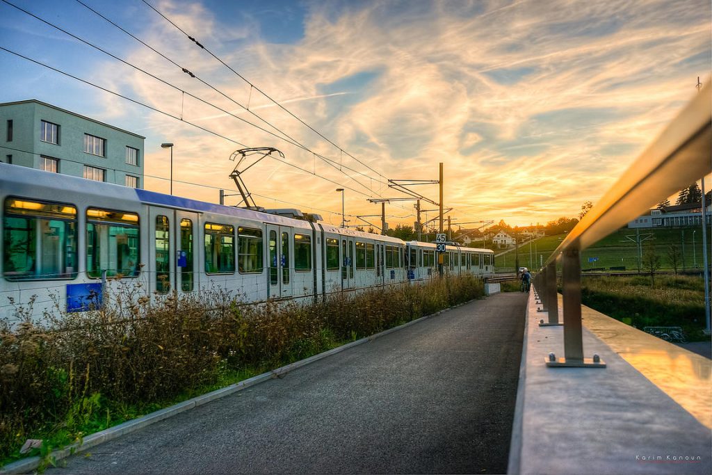 EPFL TL Metro Station At Sunset Time
