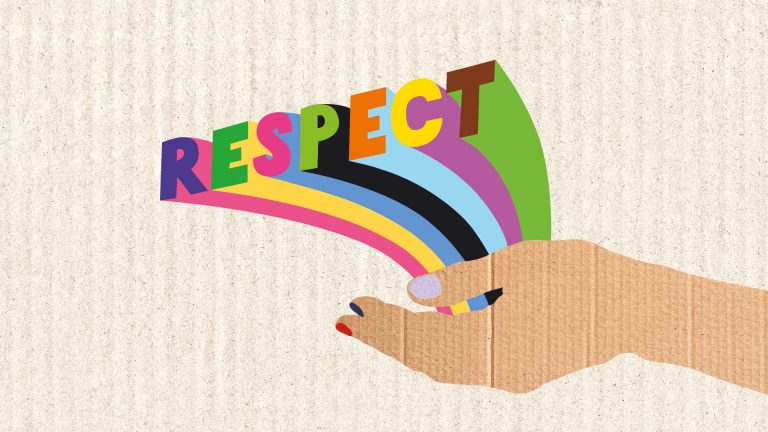 Illustration représentant une main portant le mot Respect Illustration représentant une main portant le mot Respect