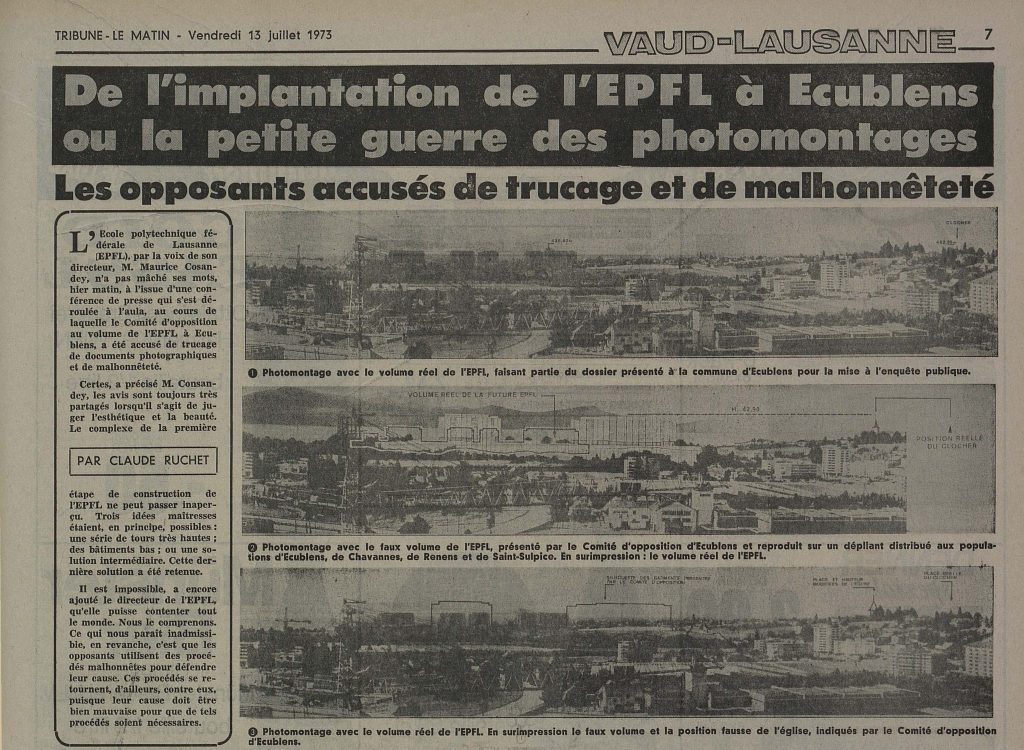 Lâarticle prĂ©sente les photomontages rectifiĂ©s de lâEPFL.
